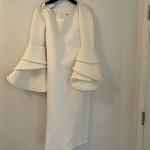 Cream off shoulder dress bell sleeves